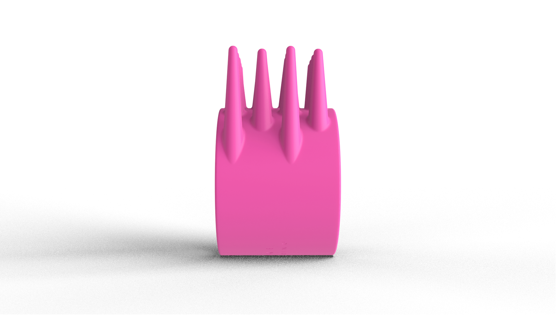 Pink hair dryer with three nozzles on a white background