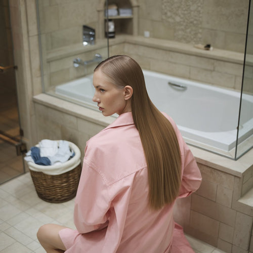 Back view showing sleek finish with hair dryer attachment