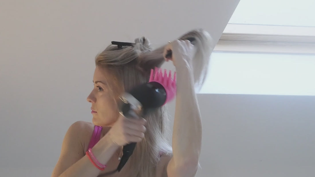 Frizz-free hair after styling with DrySpike attachment